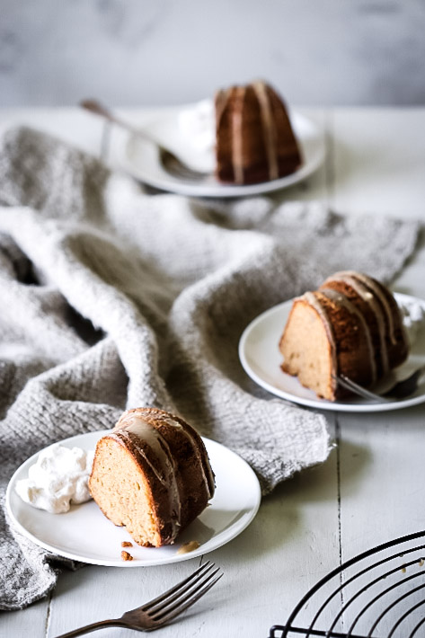 ONE BOWL BANANA CAKE WITH CARAMEL DRIZZLE