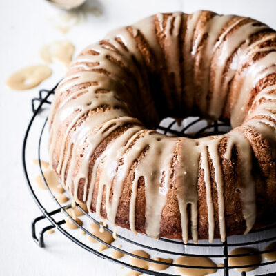 ONE BOWL BANANA CAKE WITH CARAMEL DRIZZLE