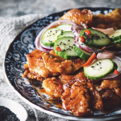 TERIYAKI SWEET CHILI CHICKEN AND SPICY CUCUMBER SALAD