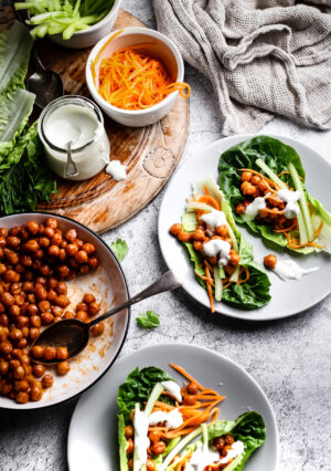 BUFFALO CHICKPEA LETTUCE WRAPS