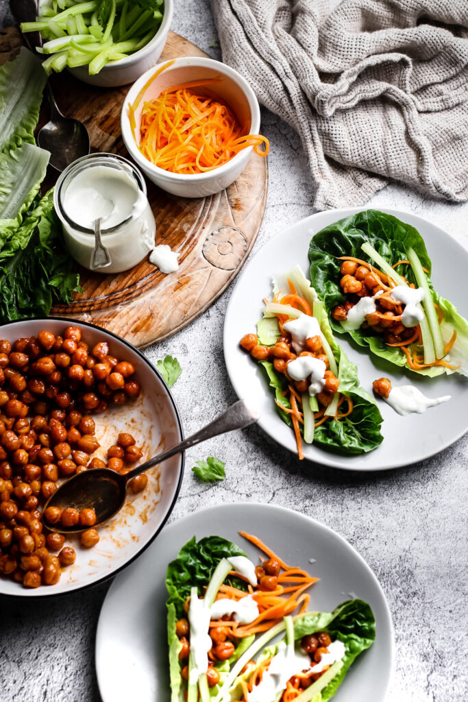 BUFFALO CHICKPEA LETTUCE WRAPS