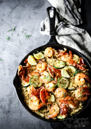 ONE PAN LEMON SHRIMP & ZUCCHINI ORZO