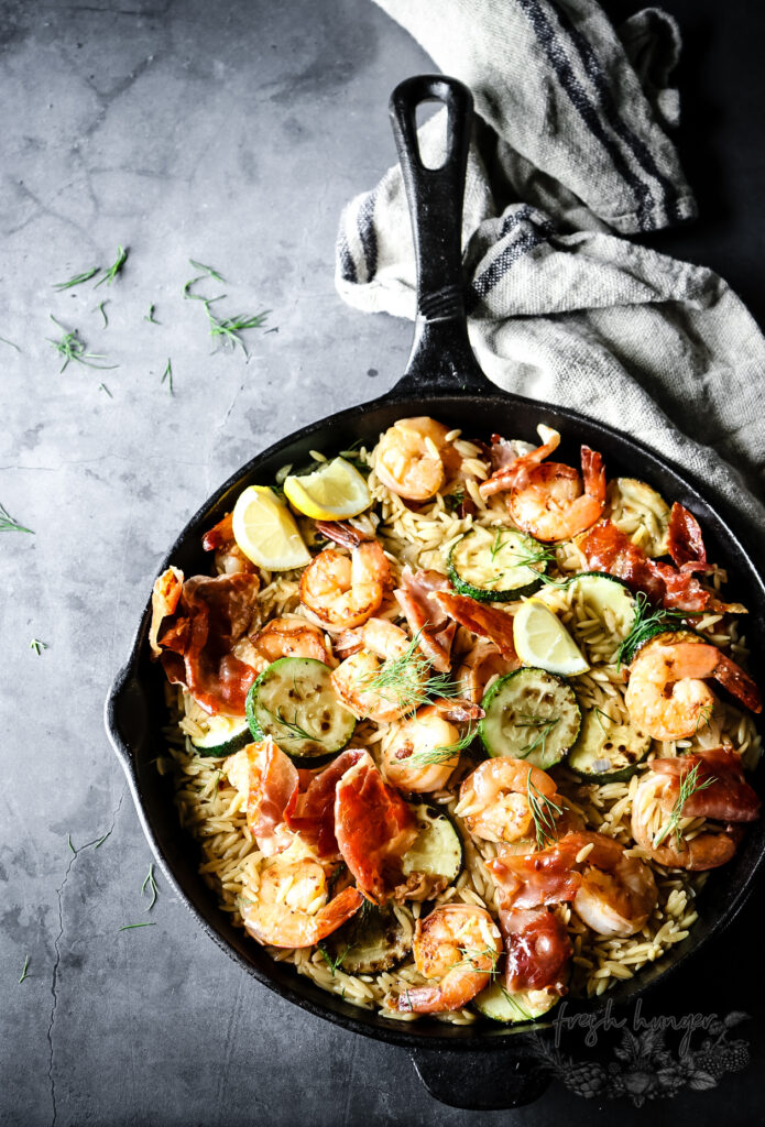 ONE PAN LEMON SHRIMP & ZUCCHINI ORZO