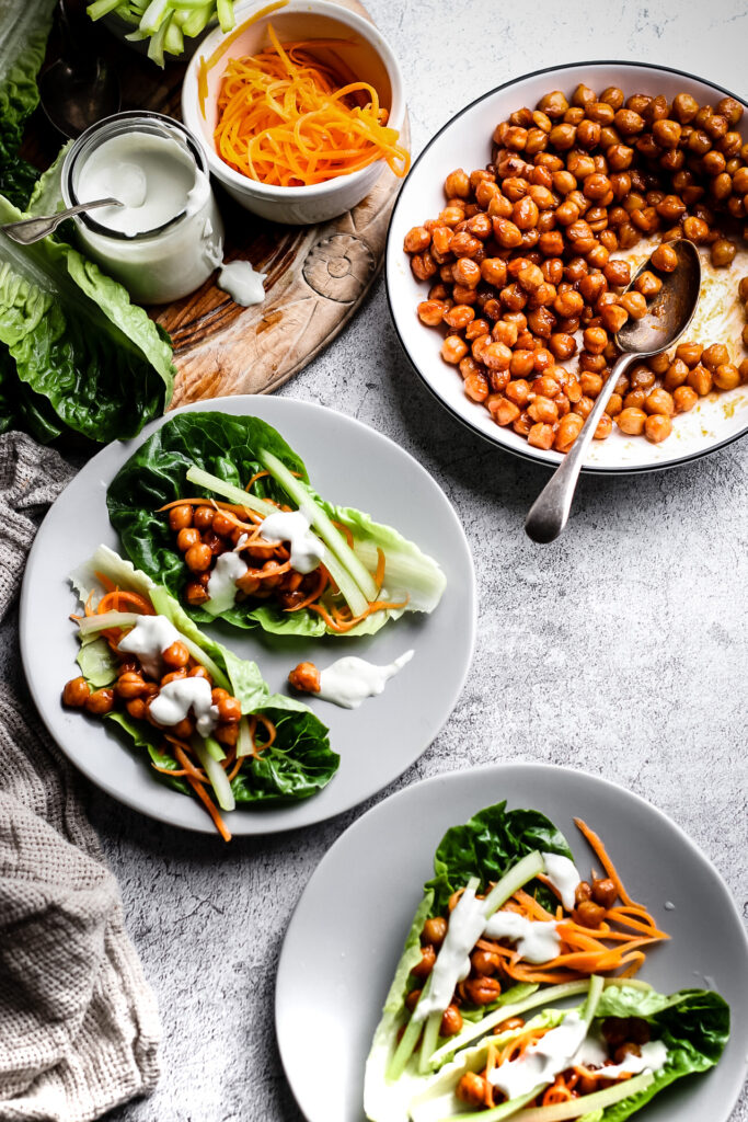 BUFFALO CHICKPEA LETTUCE WRAPS