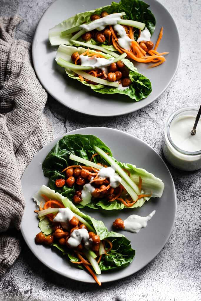 BUFFALO CHICKPEA LETTUCE WRAPS