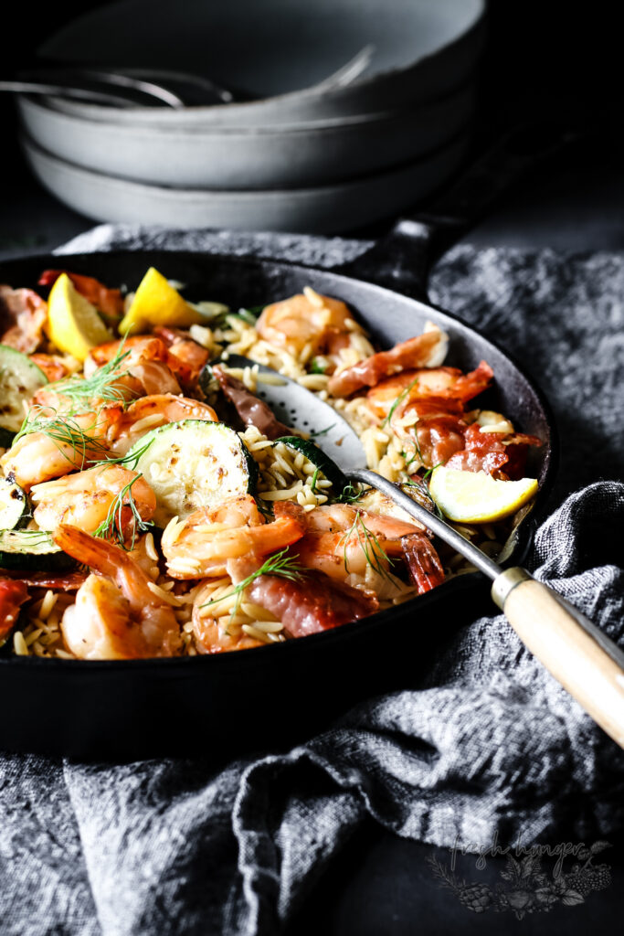 ONE PAN LEMON SHRIMP & ZUCCHINI ORZO