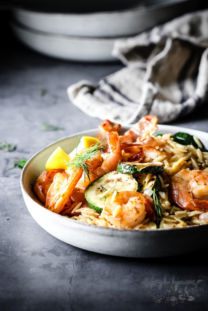 ONE PAN LEMON SHRIMP & ZUCCHINI ORZO