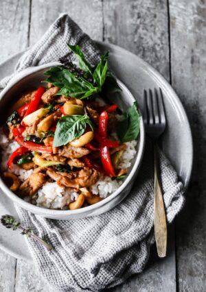 THAI BASIL CASHEW CHICKEN STIR-FRY