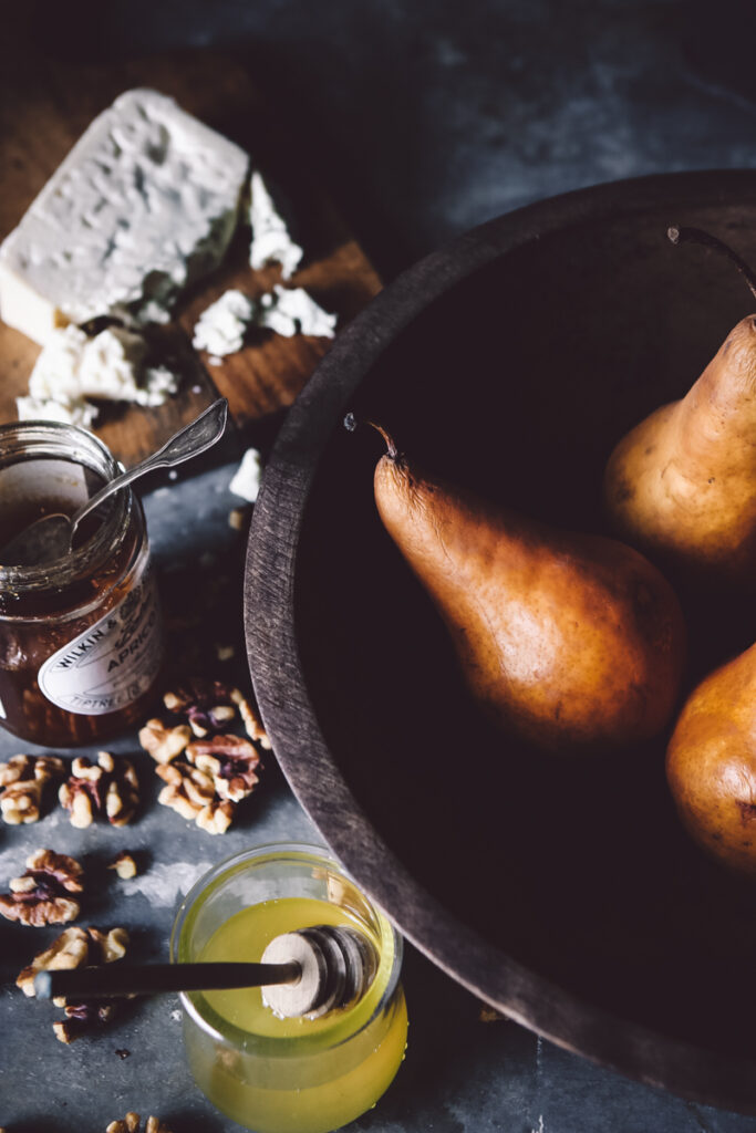 BLUE CHEESE HONEY BAKED PEARS