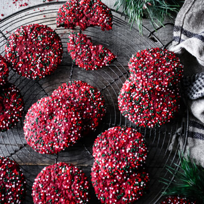 RED VELVET SPRINKLE COOKIES