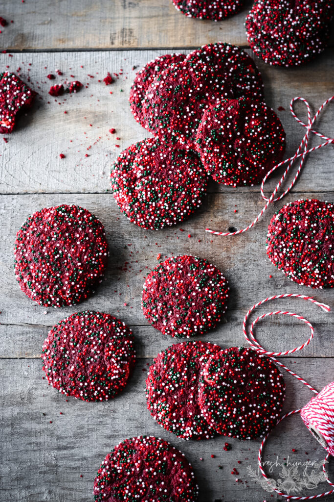 RED VELVET SPRINKLE COOKIES