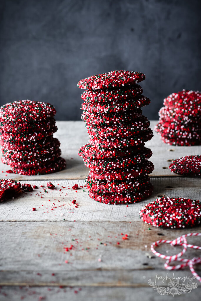 RED VELVET SPRINKLE COOKIES