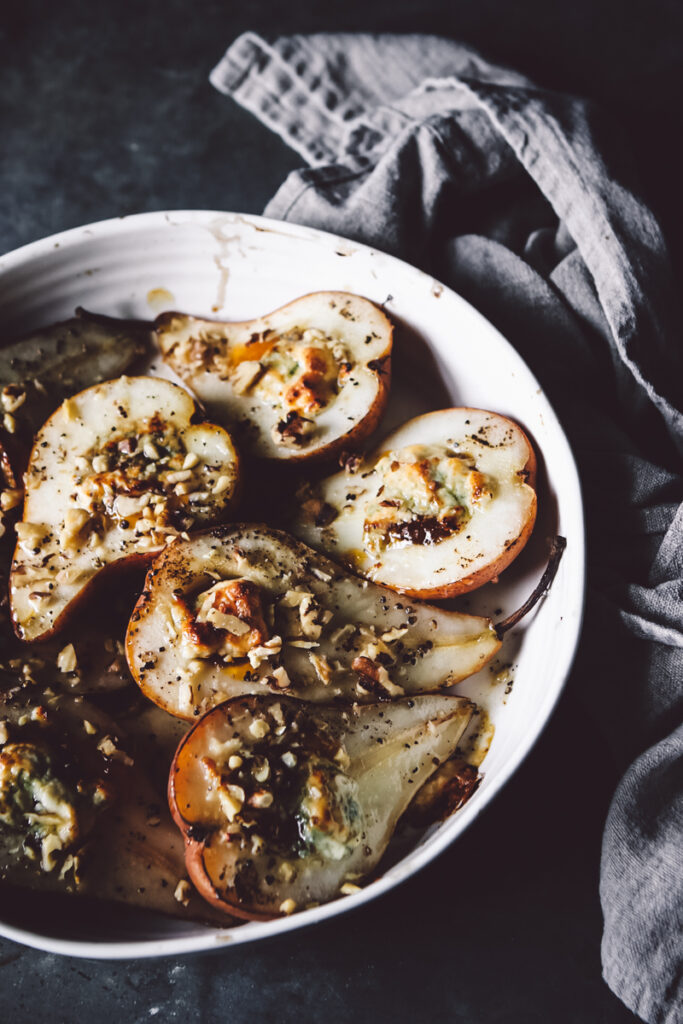 BLUE CHEESE HONEY BAKED PEARS