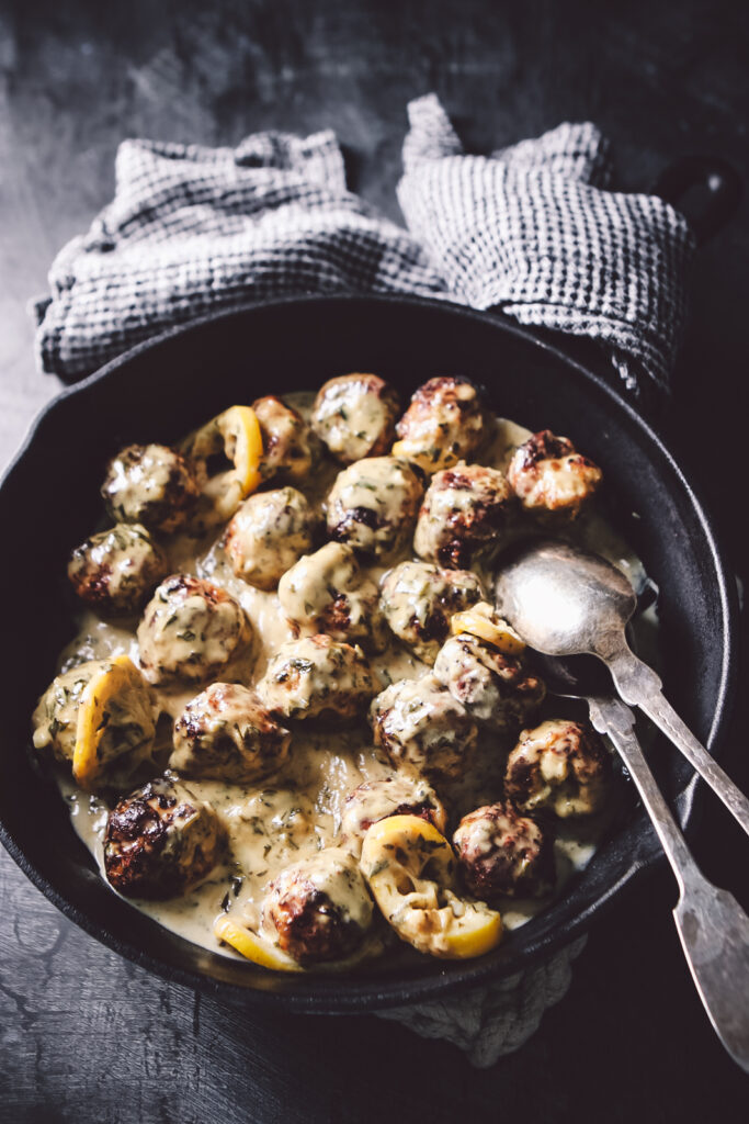 CREAMY LEMON ASIAGO CHICKEN MEATBALLS