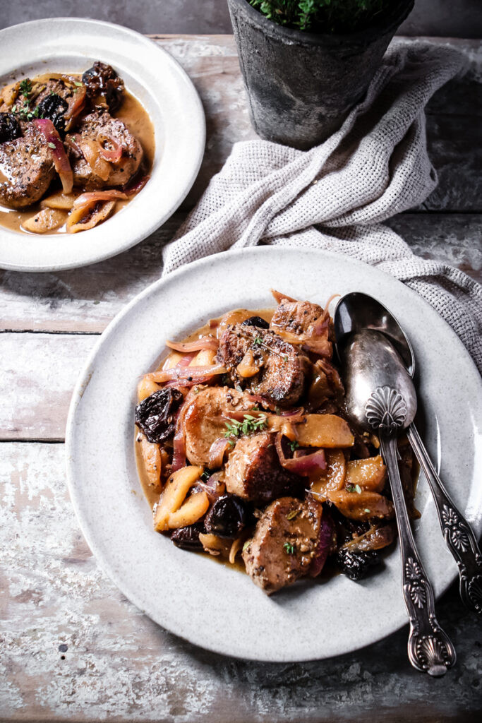 French Country Pork with Apples & Prunes 