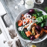 smoked salmon, potato & beet salad