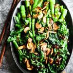 Chinese broccoli (gai lan) with oyster sauce & crispy garlic