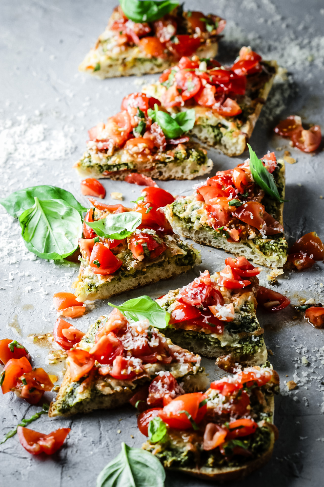 cheesy pesto bruschetta