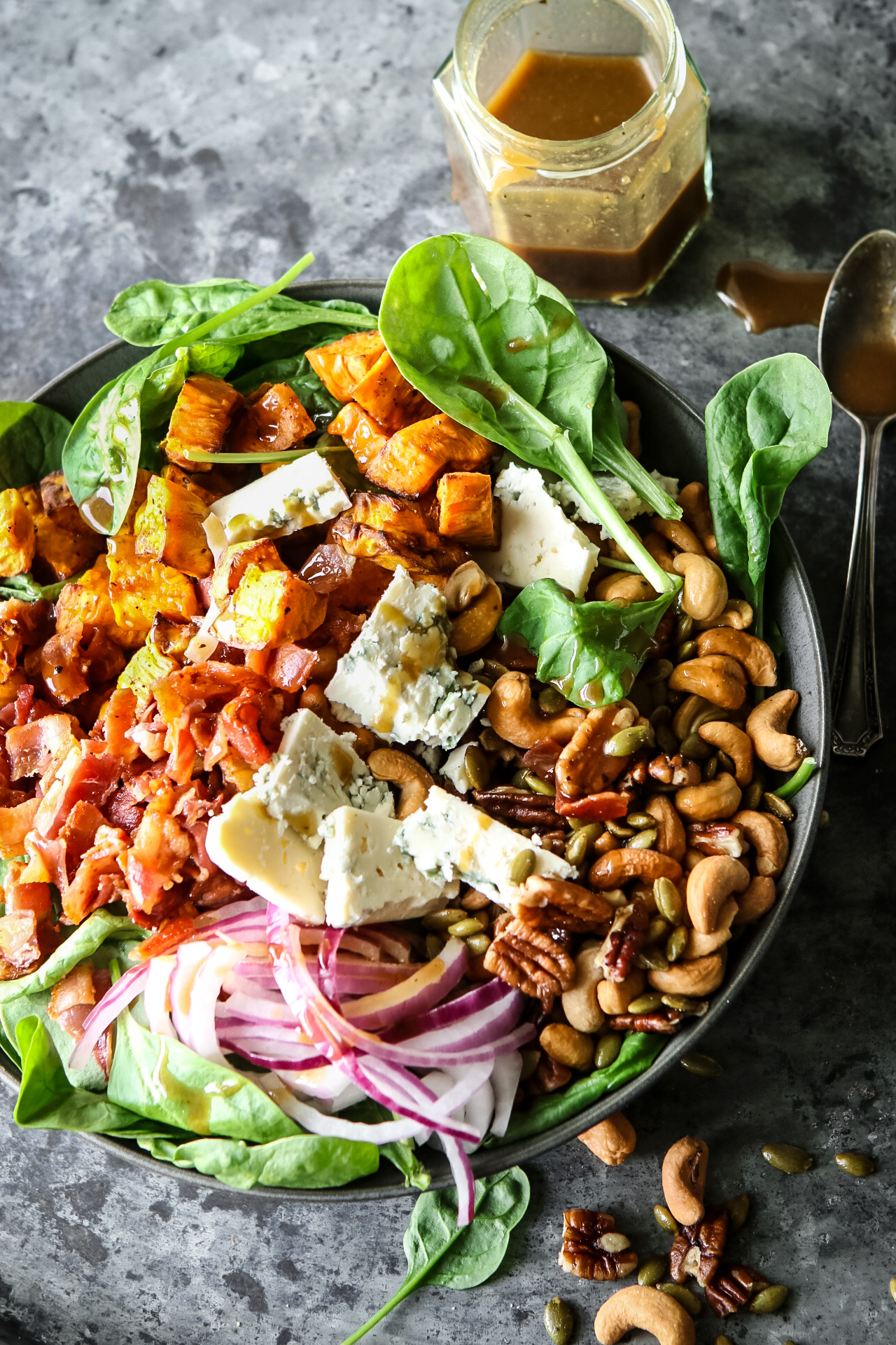 nutty blue cheese spinach salad