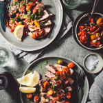 Mediterranean pork chops with jammy tomatoes