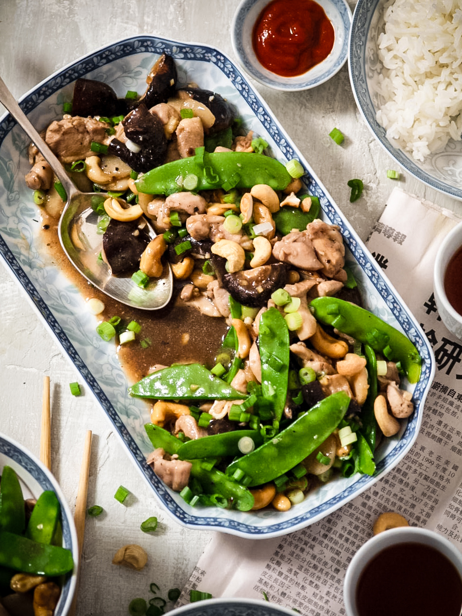 chicken, snow pea & cashew stir-fry