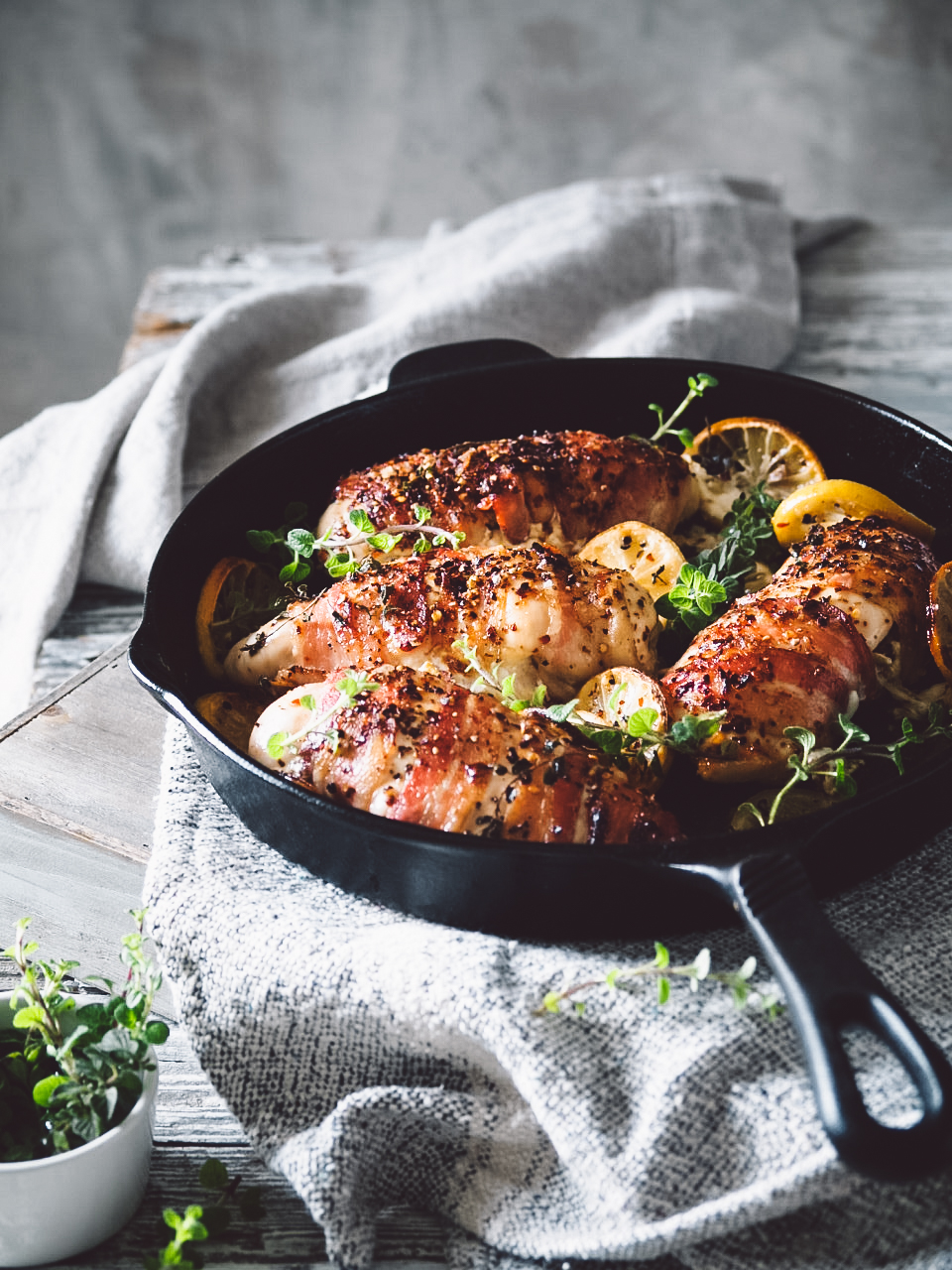 stuffed mediterranean bacon-wrapped chicken