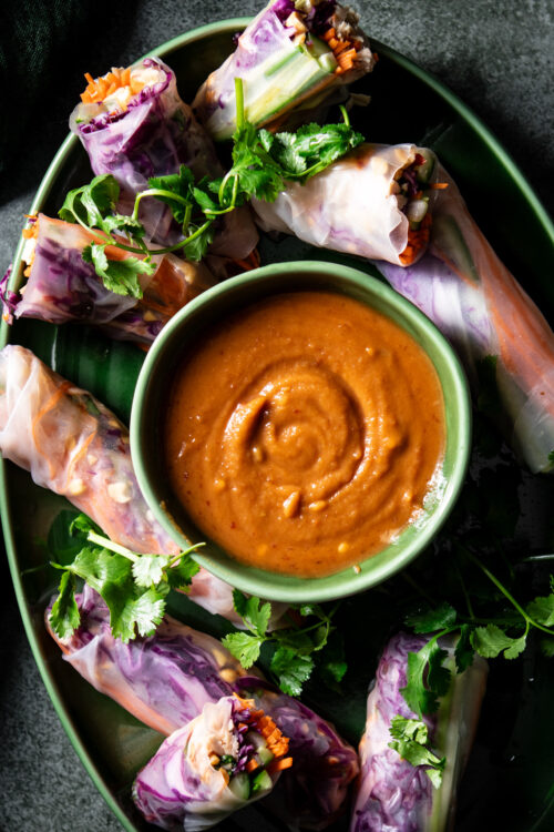 chicken and peanut fresh rice rolls