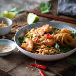 thai basil honey chili shrimp noodles