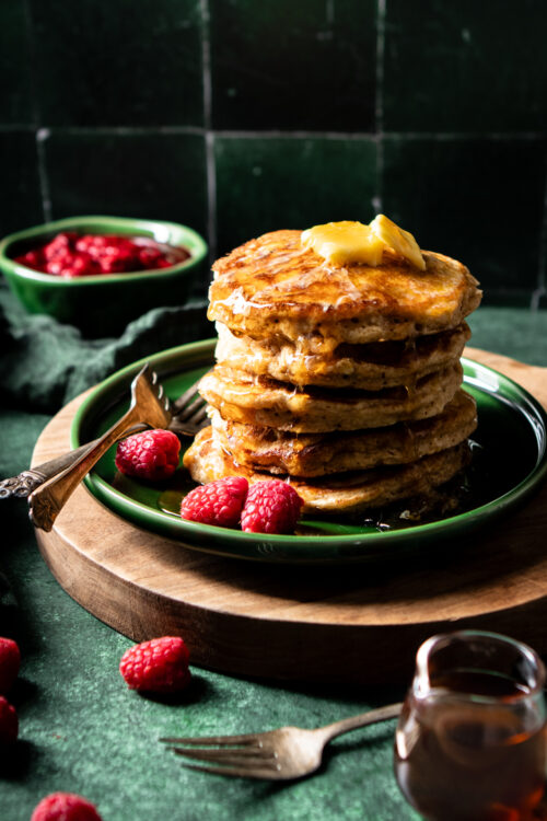 one-bowl higher fiber pancakes