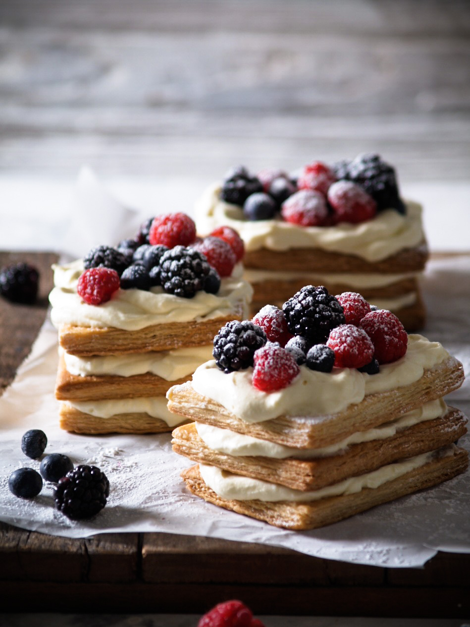 berry lemon cream mille fueille