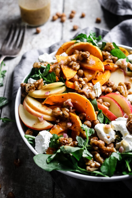 roasted squash, apple and candied walnut salad